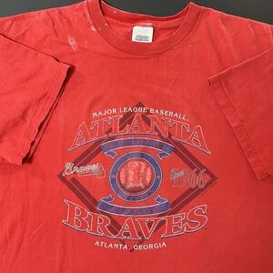 Vintage Atlanta Braves Tshirt 2004 Red Size 2XL CSA Faded Thrashed MLB Baseball